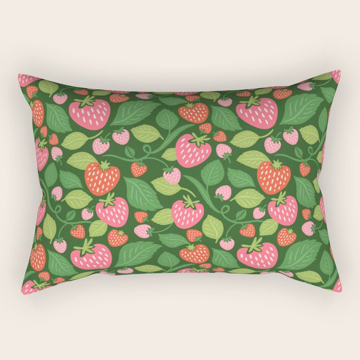 Wild Strawberries - green Rectangular Pillow Gallery Image 2