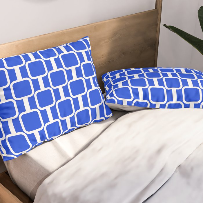 Royal Blue Mod Links Midcentury Modern Geometric Pattern Pillow Sham Gallery Image 2