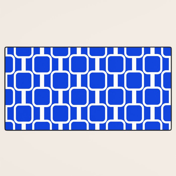 Royal Blue Mod Links Midcentury Modern Geometric Pattern Desk Mat Gallery Image 3