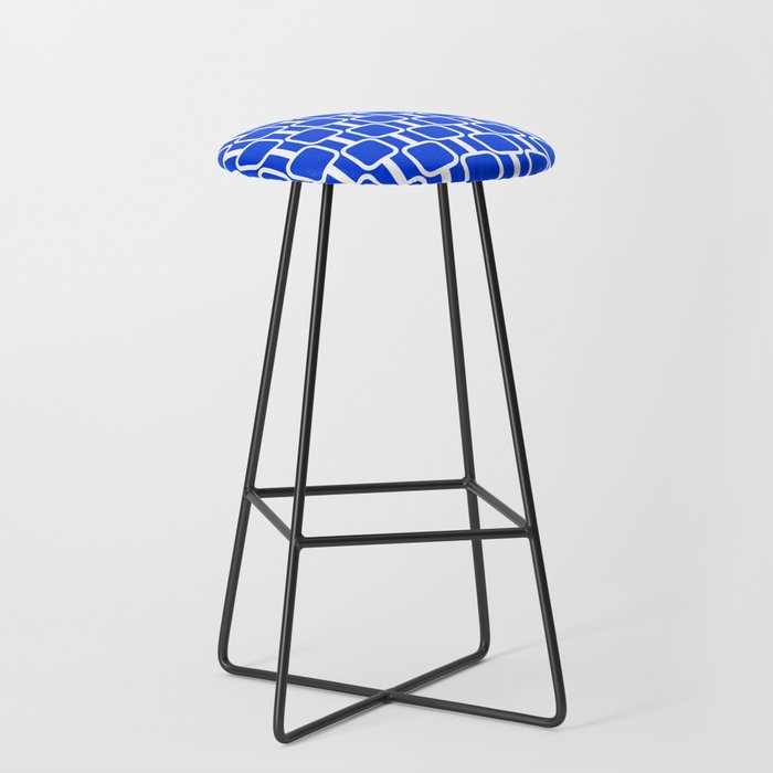 Royal Blue Mod Links Midcentury Modern Geometric Pattern Stool Gallery Image 1