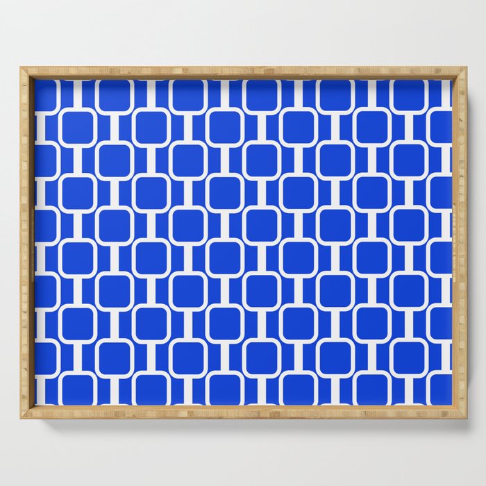 Royal Blue Mod Links Midcentury Modern Geometric Pattern Serving Tray Gallery Image 1