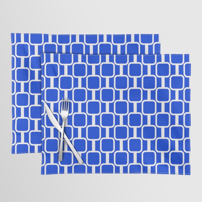 Royal Blue Mod Links Midcentury Modern Geometric Pattern Placemat Gallery Image 1
