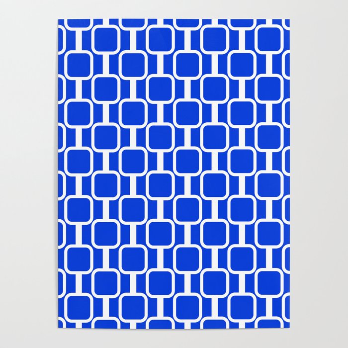 Royal Blue Mod Links Midcentury Modern Geometric Pattern Poster Gallery Image 4