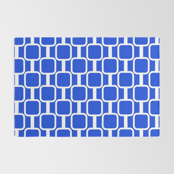 Royal Blue Mod Links Midcentury Modern Geometric Pattern Rug Gallery Image 2