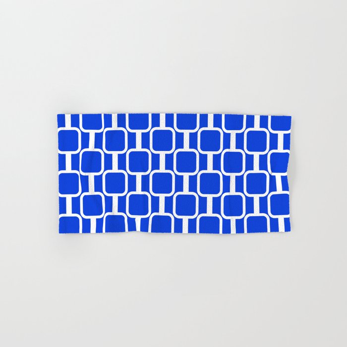 Royal Blue Mod Links Midcentury Modern Geometric Pattern Bath Towel Gallery Image 1