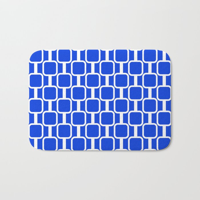 Royal Blue Mod Links Midcentury Modern Geometric Pattern Bath Mat Gallery Image 1