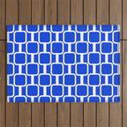 Royal Blue Mod Links Midcentury Modern Geometric Pattern Outdoor Rug Gallery Image 1