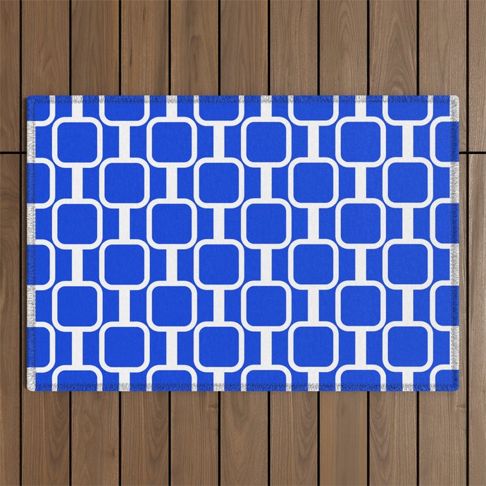 Royal Blue Mod Links Midcentury Modern Geometric Pattern Outdoor Rug Gallery Image 1