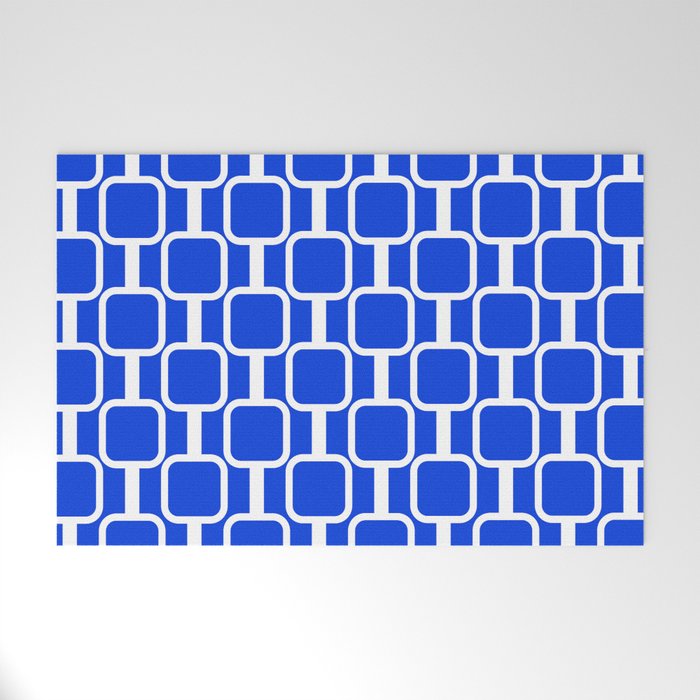 Royal Blue Mod Links Midcentury Modern Geometric Pattern Welcome Mat Gallery Image 1