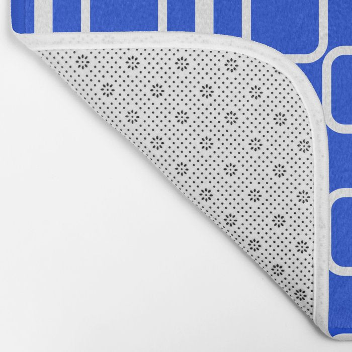 Royal Blue Mod Links Midcentury Modern Geometric Pattern Bath Mat Gallery Image 2