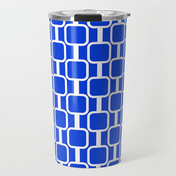 Royal Blue Mod Links Midcentury Modern Geometric Pattern Travel Mug Gallery Image 1