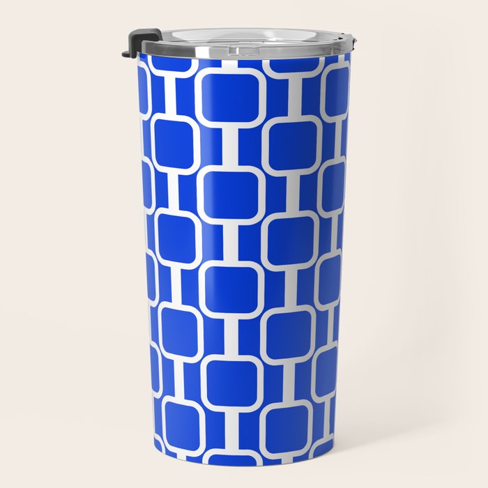 Royal Blue Mod Links Midcentury Modern Geometric Pattern Travel Mug Gallery Image 3