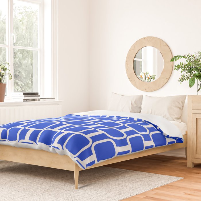 Royal Blue Mod Links Midcentury Modern Geometric Pattern Duvet Cover Gallery Image 2
