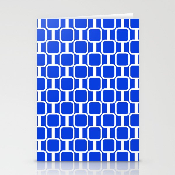 Royal Blue Mod Links Midcentury Modern Geometric Pattern Stationery Card Gallery Image 1