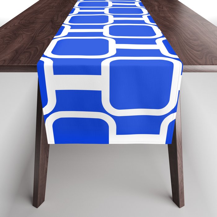 Royal Blue Mod Links Midcentury Modern Geometric Pattern Table Runner Gallery Image 1