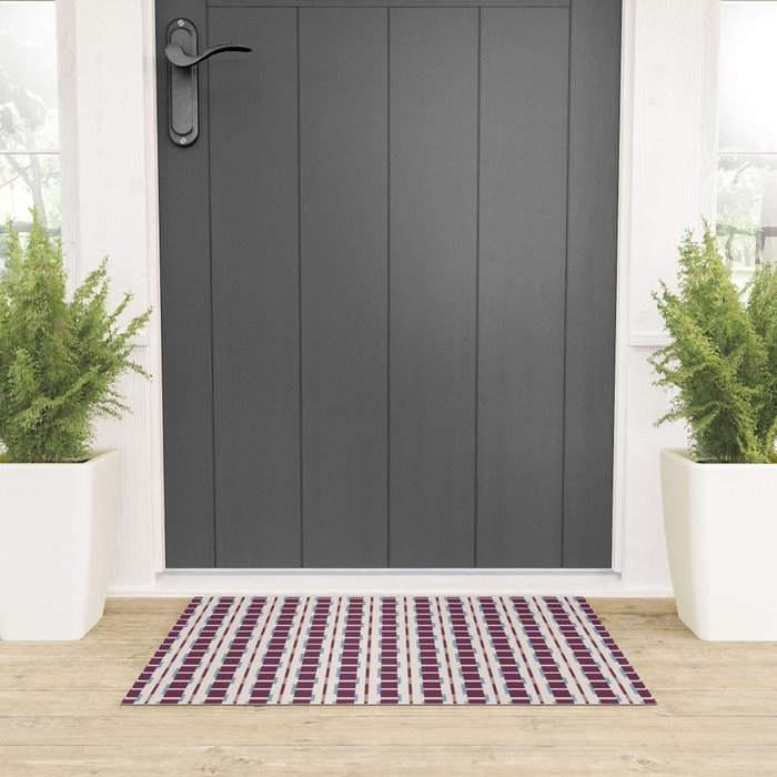 Burgundy Grid Elegance Welcome Mat Gallery Image 3
