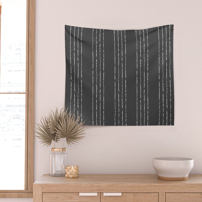 Lines #5 (Dark Gray) Wall Tapestry Gallery Image 2