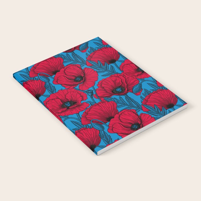 Red poppy garden on blue Notebook Gallery Image 2