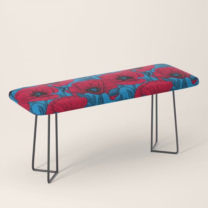 Red poppy garden on blue Bench Gallery Image 1