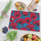 Red poppy garden on blue Cutting Board Gallery Image 2
