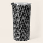 Japanese Waves Pattern Black on White Travel Mug Gallery Image 3