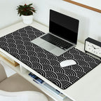 Japanese Waves Pattern Black on White Desk Mat Gallery Image 2