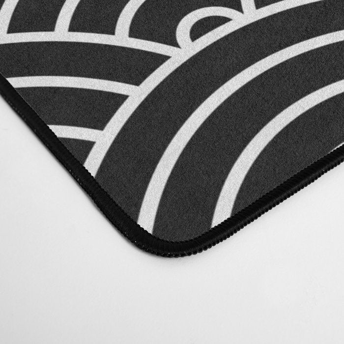 Japanese Waves Pattern Black on White Desk Mat Gallery Image 4