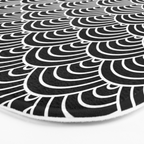 Japanese Waves Pattern Black on White Bath Mat Gallery Image 3