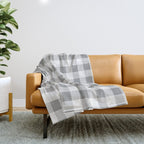 Gingham Large Gray White Throw Blanket Gallery Image 1