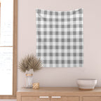 Gingham Large Gray White Wall Tapestry Gallery Image 2
