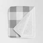 Gingham Large Gray White Throw Blanket Gallery Image 3