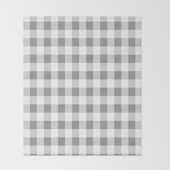 Gingham Large Gray White Throw Blanket Gallery Image 2