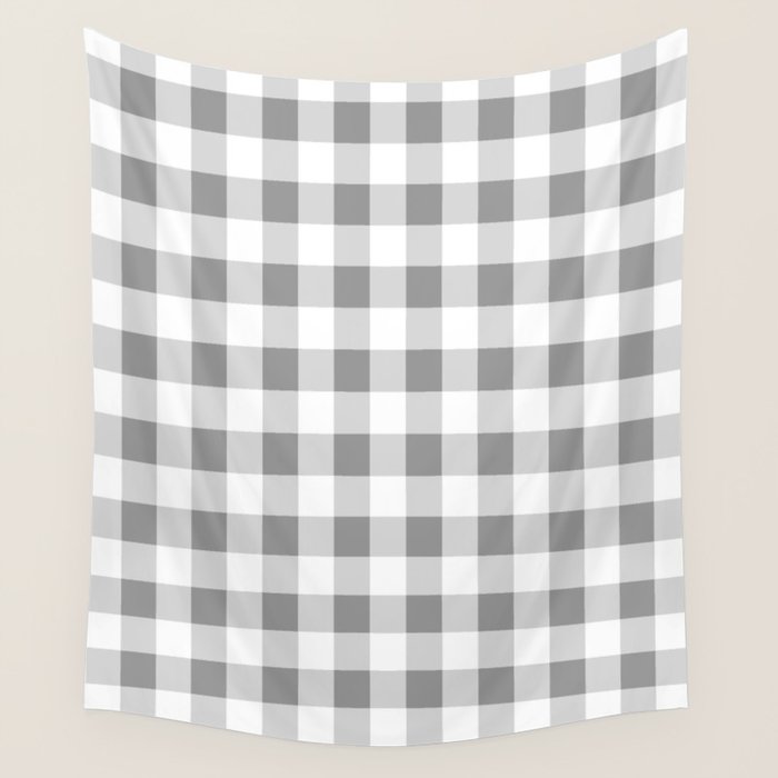 Gingham Large Gray White Wall Tapestry Gallery Image 4