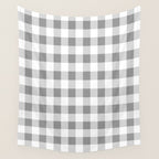Gingham Large Gray White Wall Tapestry Gallery Image 4