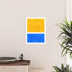 Primary Yellow Cerulean Blue Mid Century Modern Abstract Minimalist Rothko Color Field Squares Poster Gallery Image 2