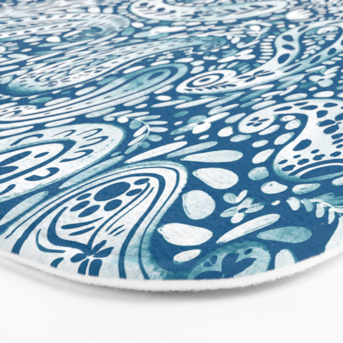 Paisley Indigo Nature Swirls Bath Mat Gallery Image 3
