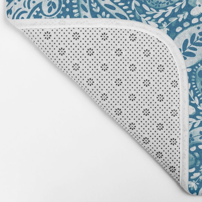 Paisley Indigo Nature Swirls Bath Mat Gallery Image 2