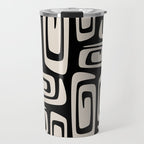 Mid Century Modern Cosmic Abstract 527 Black and Linen White Travel Mug Gallery Image 1