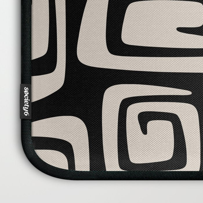 Mid Century Modern Cosmic Abstract 527 Black and Linen White Laptop Sleeve Gallery Image 3