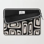 Mid Century Modern Cosmic Abstract 527 Black and Linen White Laptop Sleeve Gallery Image 2