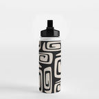 Mid Century Modern Cosmic Abstract 527 Black and Linen White Water Bottle Gallery Image 2