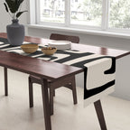 Mid Century Modern Cosmic Abstract 527 Black and Linen White Table Runner Gallery Image 2