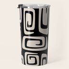 Mid Century Modern Cosmic Abstract 527 Black and Linen White Travel Mug Gallery Image 3