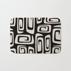 Mid Century Modern Cosmic Abstract 527 Black and Linen White Bath Mat Gallery Image 1