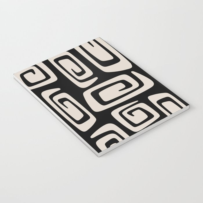 Mid Century Modern Cosmic Abstract 527 Black and Linen White Notebook Gallery Image 3