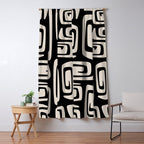 Mid Century Modern Cosmic Abstract 527 Black and Linen White Window Curtain Gallery Image 5