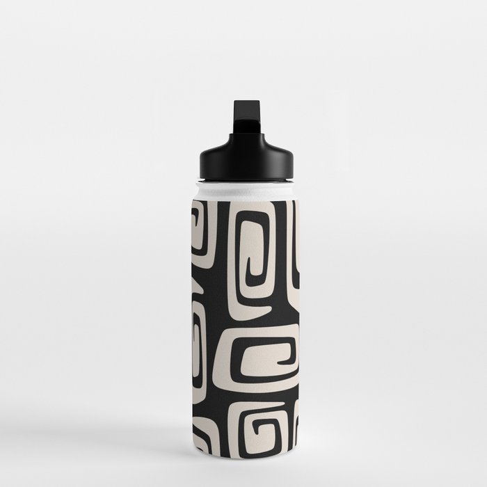 Mid Century Modern Cosmic Abstract 527 Black and Linen White Water Bottle Gallery Image 3