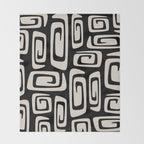 Mid Century Modern Cosmic Abstract 527 Black and Linen White Throw Blanket Gallery Image 2
