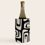 Mid Century Modern Cosmic Abstract 527 Black and Linen White Wine Chiller Gallery Image 1