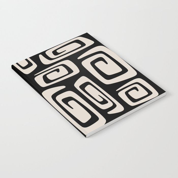 Mid Century Modern Cosmic Abstract 527 Black and Linen White Notebook Gallery Image 2